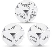Boyfriend Day Valentine's Day Men's Original Gifts Anniversary Steel Decision Dice Gifts for Women Men Couple - Silver Stainless Steel Hexahedron Dice - Boyfriend Girlfriend Funny Present (3PCS)