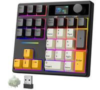 BOYI TD31Pro - Almohadilla de números mecánico para juntas, Bluetooth5.0/2.4G/Tipo-C, teclado numérico inalámbrico RGB intercambiable en caliente con visualización y perilla, teclas PBT programables,