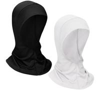 Boyiee 2 Gorros de Turbante Mujer Cubierta Completa de Hijab de Cuello Hiyab debajo de Gorra Estirable (Negro, Blanco)