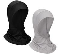 Boyiee 2 Gorros de Turbante Mujer Cubierta Completa de Hijab de Cuello Hiyab debajo de Gorra Estirable (Negro, Gris Oscuro)