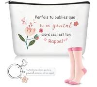 Boyiee 3 Dones de Valentía Bolsa de Maquillaje Floral Inspiradora Llavero Rectangular Calcetines Divertidos Regalos Motivadores y de Aliento para Mujeres Colegas y Amigas
