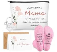Boyiee 5 Piezas Regalo de Cumpleaños para Mamá Llavero Bolsa de Cosméticos Tarjeta con sobre Regalo del Día de la Madre la Mejor Mamá Regalos para Mujeres