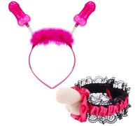Boyiee Accesorios de Pene para Despedida de Soltera Liga Nupcial de Encaje y Diadema Divertidas para Despedidas de Soltera Accesorios Divertidos para Mujeres, Hombres y Adultos