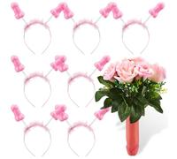 Boyiee Set de Accesorios de Pene para Despedida de Soltera 25 cm Ramo de Pene y 7 Diadema para Pene Bouquet de Flores de Pene Tocado de Pene Artículos de Broma para Mujer Hombre Despedida de Soltera