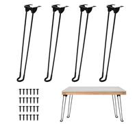 BOYIFEIJIE 4 patas de mesa plegables para el pelo, patas de metal con patas de goma y tornillos de montaje, patas plegables que ahorran espacio para mesa de café, mesa de ordenador portátil y mesa de
