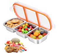 BOYIFEIJIE Caja de aperitivos con compartimentos, 2/3 compartimentos, fiambrera con tapa, apta para lavavajillas, perfecta para pícnics, familias y niños To Go Snack (3 compartimentos)