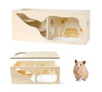 BOYIFEIJIE Casa de hámster de madera con cámaras, escondite natural y juguete de escalada para roedores, para hámsters, cobayas, degus y erizos, ideal para jaula y recinto