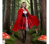 BOYIFEIJIE Disfraz de Caperucita Roja para mujer, vestido de Caperucita Roja, capa con vestido y medias negras, disfraz de cuento de hadas para carnaval, Halloween, vestido de fiesta festivo (S)