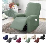 BOYIFEIJIE Funda Sillon Relax Reclinable 1 Plaza, Funda Sofa Relax con Bolsillos, Fundas Elástica de Jacquard a Rayas Diseño Todo Incluido para Sillón Reclinable (Verde Pino, 4-Piezas)