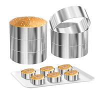 BOYIFEIJIE Juego de 6 anillos para hamburguesas de 10,2 cm de diámetro, sin costuras, anillos de postre y alimentos, acero inoxidable para hornear, postres, mousse