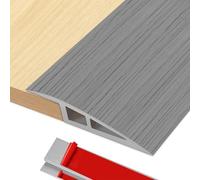 BOYIFEIJIE Perfil Transición Suelo Desnivel, 2M x 5cm Perfil de Transición para Suelo Autoadhesivo de PVC, Tapajuntas Suelo para Desniveles de Umbral de 5mm ~ 10mm (Madera Gris)