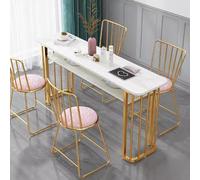 BOYITES Mesa De Manicura De Mármol Para Tiendas De Uñas De Arte, Escritorio De Manicura Para Técnico, Mesa Manicurista Para Tienda De Manicura Con Patas De Mesa Doradas,A,140cm