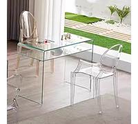BOYITES Mesa De Manicura De Vidrio Templado Moderno, Escritorio De Uñas De Vidrio Flotante Para Técnico, Toda La Estación De Manicura Transparente,Blanco,70cm*40 * 75cm