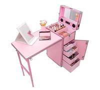 BOYITES Mesa De Manicura Enrollable De Viaje, Escritorio De Uñas Plegable Para Una Tienda De Manicura, Mesa De Uñas Portátil Profesional Para Técnico, Mesa De Salón De Uñas Plegable,Rosado