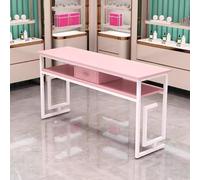 BOYITES Mesa De Trabajo De Técnica De Uñas Profesional, Mesa De Manicura Independiente Para Salón De Uñas, Escritorio De Pedicura De Estilo Simple Con 2 Capas,Pink b 120cm