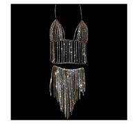 BoyKETER BIKINI CHEIN borla Rhinestone Cuerpo cadena arnés para las mujeres Estadísticas Cristal brillante Ropa interior joyería Bikini sujetador cintura cadena Cuerpo accesorio para mujeres y niñas