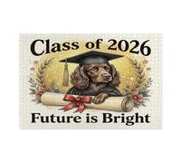 Boykin Spaniel Dog Congrats Grad - Rompecabezas de 1000 piezas, rompecabezas de madera para diploma de graduación, decoraciones de patrón de clase de 2026 para entretenimiento en el hogar