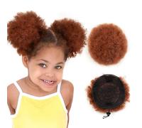 Boymia Afro Puff Cola de caballo con cordón #30 rojo cobrizo de 4 pulgadas, 100 % cabello humano corto rizado que mejora tu belleza y juventud