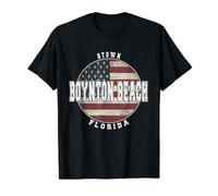 Boynton Beach Florida, Bandera Americana Vintage Camiseta gráfica económica, Hombre, Negro, S