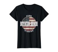 Boynton Beach Florida, Bandera Americana Vintage Camiseta gráfica económica, Mujer, Negro, S