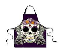 BOYOUTH Delantal de calavera, estampado digital, impermeable, con correas ajustables para el cuello, para adultos, mujeres y hombres, Calavera03, Taille unique