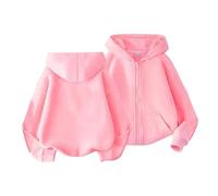 Boys and Girls Middle and Large Children Autumn and Winter Thin of Fashion Solid Color Hooded Sweater Zipper Jacket Pulli Eng Damen, Rosa., 18-24 meses