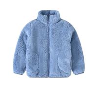 Boys And Girls Spring And Autumn Solid Color Stand Up Collar With Pocket Long Sleeved Jacket Mochila Niño, azul, 8-9 años