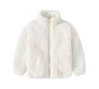 Boys And Girls Spring And Autumn Solid Color Stand Up Collar With Pocket Long Sleeved Jacket Mochila Niño, Blanco, 6-7 años