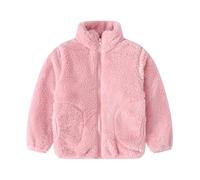Boys and Girls Spring and Autumn Solid Color Stand Up Collar with Pocket Long Sleeved Jacket - Sudadera sin mangas para mujer, Rosa., 10-11 años