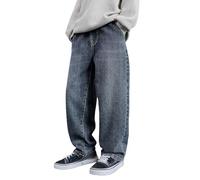 Boys Baggy Jeans Kids Straight Wide Leg Denim Trousers Loose Elastic Waist Cargo Denim Pants with Pockets Children Y2K Hip Hop Streetwear Fashion Casual School Trouser