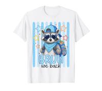 Boys Bruh We Back to School Raccoon Boy Teacher Men Preppy Camiseta