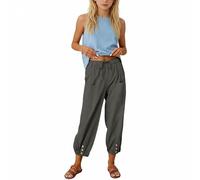 Boys Cotton Linen Trousers Kids Straight Leg Jogging Tracksuit Bottoms with Pockets Drawstring Elastic Waist Loose Casual Joggers Pants Summer Baggy Suit Bottom Breathable Sports Sweatpants