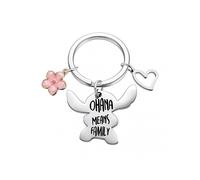 Boys Girls Portable Ohana Means Family Necklace Keychain Cute Stitch Keyring