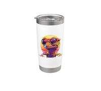 Boys Girls Womens Retro Vintage 80s Pet Crested Gecko Lover Vaso térmico de acero inoxidable de doble pared