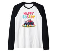 Boys Happy Pascua Monster Truck Huevos de Pascua para niños Camiseta Manga Raglan