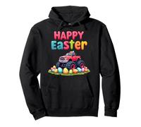 Boys Happy Pascua Monster Truck Huevos de Pascua para niños Sudadera con Capucha