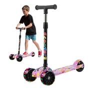 Boys Scooter | Patinete Plegable con diseño de Graffiti, Ruedas de Flash de iluminación, Bandeja no Slip, para Aprender 'Equilibrio y divertirse al Aire Libre, Altura Ajustable