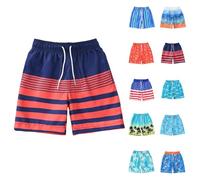 Boys Striped Shorts Kids Drawstring Elastic Waist Athletic Shorts Children's Summer Basketball Soccer Active Sports Gym Short Teen Loose Casual Vacation Beach Pants