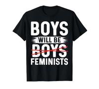 Boys Will Be Feminists Feminism Camiseta gráfica económica, Hombre, Negro, M