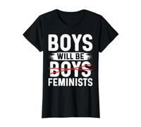 Boys Will Be Feminists Feminism Camiseta gráfica económica, Mujer, Negro, L
