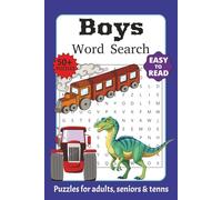 Boys Word Search Puzzle Book: Word Search with Easy to Read Print about Cars, Dinosaurs, Sports and More I 6x9 inches, 110 pages I 50+ Puzzles ... Gift for Vacations, Holidays and Free Times