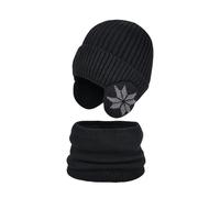 BOYSSPAA Juego de 2 gorros de punto de invierno para niños con orejeras, protector de cuello para niñas de 2 a 10 años de edad, gorro térmico de lana para invierno, conjunto de gorro térmico para