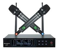 Boytone BT-56UM 120- Sistema de micrófono inalámbrico UHF dual dinámico de canal ajustable, micrófono de metal, base