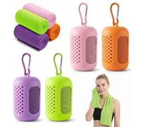 Boytwshuay Toalla Refrescante Efecto Frio,Toalla Refrigerante de Microfibra | 4 Colore:Morado,Verde,Naranja Neón y Rosa,Toalla Secado Rápido para Running,Gimnasio,Ciclismo y Senderismo,Transpirable,Suave