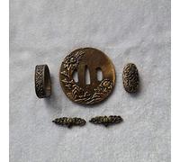 Boyu Japanese Samurai Sword KOSHIRAE-TSUBA FUCHI KASHIRA MENUKI Antique Copper 01-15 (FGT10, 3.14in-3.54in)