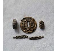 Boyu Japanese Samurai Sword KOSHIRAE-TSUBA FUCHI KASHIRA MENUKI Antique Copper 01-15 (FGT13, 3.14in-3.54in)