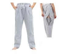 BOYUDZLTD Pantalones de catéter para hombres y mujeres, pantalones de nefrostomía, pantalones de bolsa de orina, pantalones de catéter Foley con capacidad para 2 bolsas de orina, Gris, XL