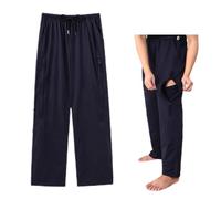 BOYUDZLTD Pantalones de nefrostomía, pantalones de catéter, bolsillos dobles con cremallera, pantalones de bolsa de orina para foley, nefrostomía, ostomía, Negro (Trousers), L