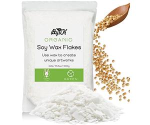 BOYUJK - Copos de cera de soja, cera natural de primera calidad, 100 % cera de soja para hacer velas de granja orgánica, sin aditivos, inofensiva y pura (1 kg)