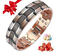 BOYUNSHI Pulsera de cobre para hombre, 3 filas, imanes ultrafuertes, diseño masculino, pulsera magnética de cobre puro 99,99%, longitud ajustable con herramienta de ajuste de tamaño, caja de regalo